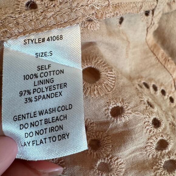 Grade & Gather Blush Pink Eyelet Lace Ruffle Flutter Sleeve Cotton Blouse Small - Picture 6 of 7